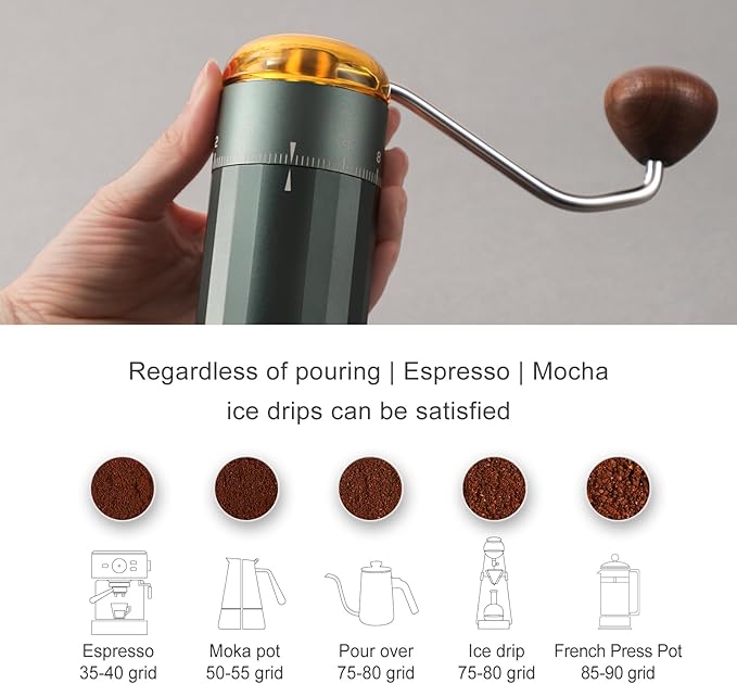 CUFEJORO Manual Coffee Grinder, Z5 Hand Coffee Grinder with 25g Capacity External Adjustable Knob, Manual and Electric Dual Mode grinder, Espresso, Mocha, Pour-over, French Press Gray