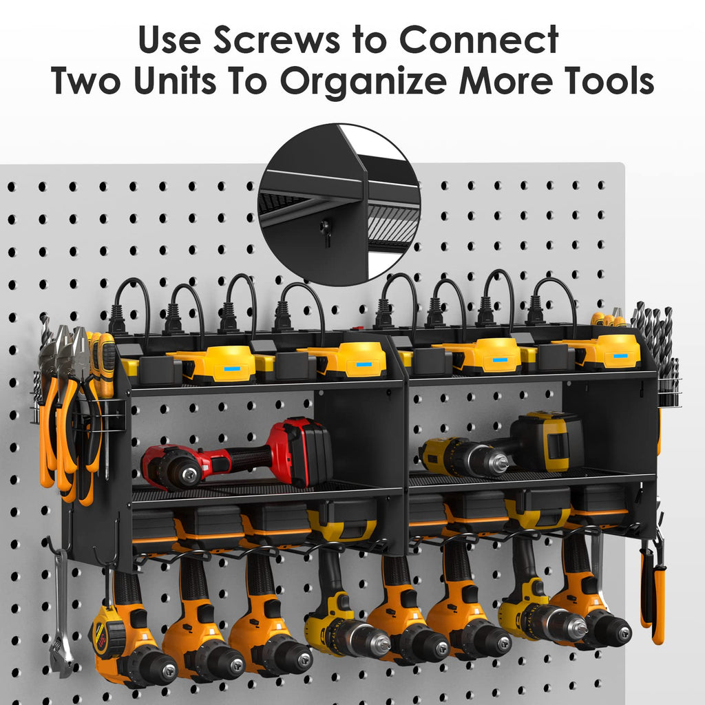 CCCEI Wall Mount Modular Tool Charging Organizer, Black, 1 Pack, 3 Tier.