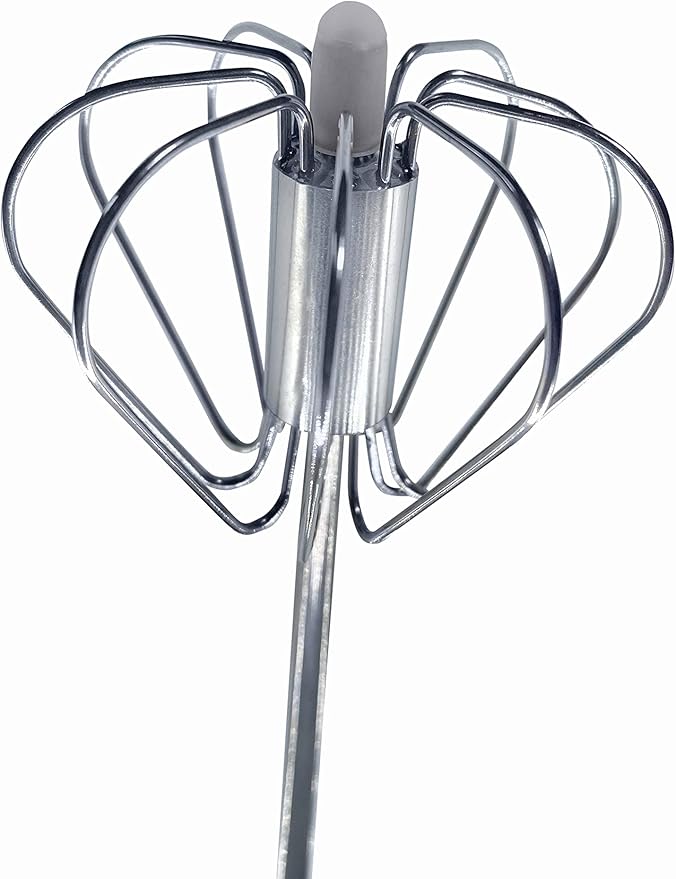 Balevi Stainless Steel Push Whisk - Easy to Use Manual Hand Mixer & Plunger Whisk - Make Froth, Foam & Whipped Cream - Semi Auto Egg Beater Plastic Tip Won’t Scratch Pans (2 Pack 10in & 12in) RED