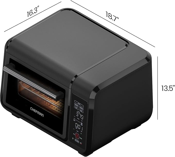 Chefman Air Fryer Toaster Oven Combo, Countertop Oven for Quick & Healthy Meals, Bake, Broil, Air Fry, Toast, and Bagel Functions, 450°F Max Temp, 4 Slice Toaster Oven Air Fryer Combo