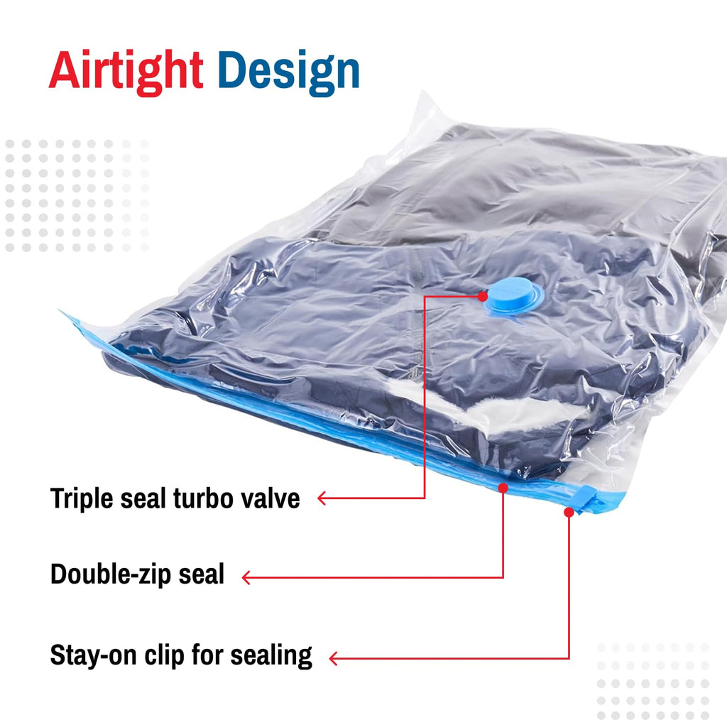 Spacesaver Large Vacuum Storage Bags for Comforters, Blankets & Clothes – Vacuum Sealed Compression Bags with Hand Pump – Space Saver Storage Bags for Bedding, Moving, Travel & Organization (8 Pack)
