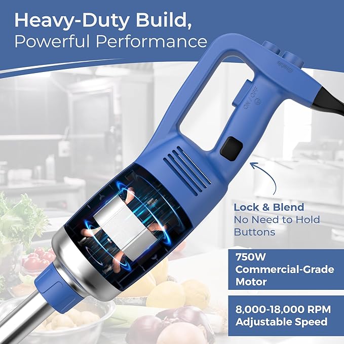TK Commercial Immersion Blender 750W Heavy Duty for Restaurants - 22" Shaft