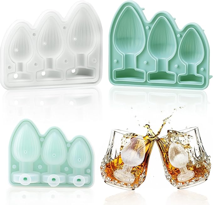 Hoolerry Ice Cube Molds Cube Trays Fun Shapes Silicone Ice Ball Maker with Lid for Whiskey Cocktails Juice Drinks Beverage Crafting Accessories Funny Gift(Green,Multi-size)