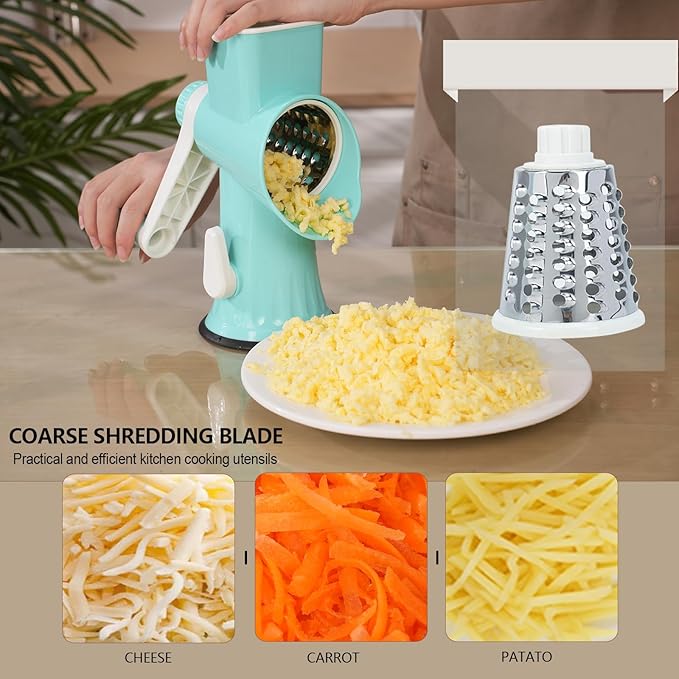 TiwisiTe Rotary Cheese Grater with Handle-Versatile Cheese Grater