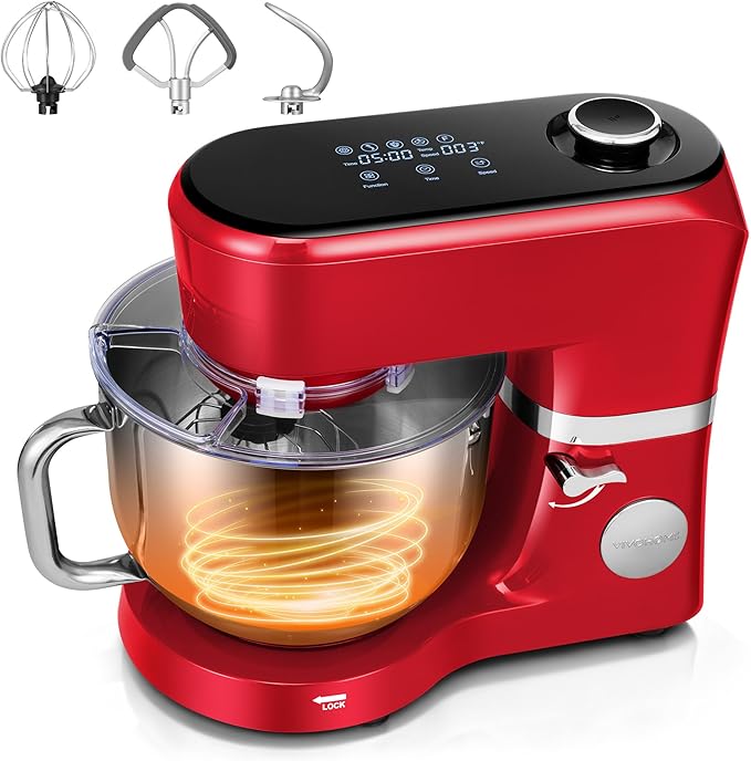 VIVOHOME Stand Mixer with Dough Proofing, 6-Quart Tilt-Head Mixer, Red