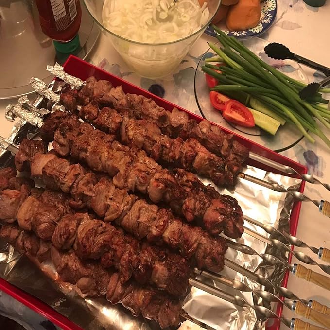 Antallcky 12 Pack Kebab Skewers Stainless Steel Sticks 23.5 Inches