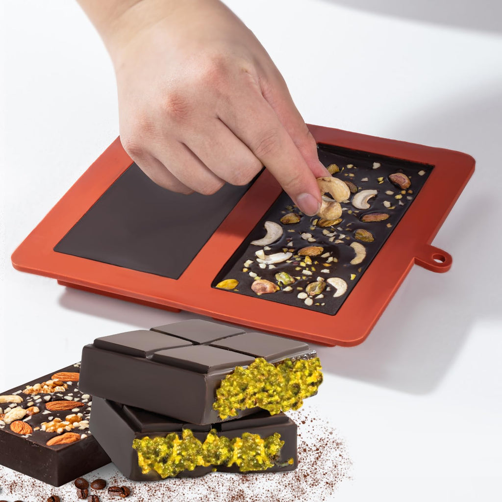 UWILLION Chocolate Bar Mold Deep Dubai 1 Inch Pistachio Chocolate Bar Silicone Thick Mold for Stuffed Bar, Large Candy Bar Mould for Filling
