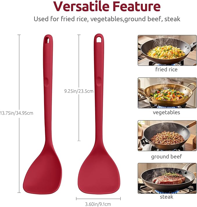 U-Taste Silicone Wok Spatula, 600ºF Heat Resistant Stir Fry Tool, Red
