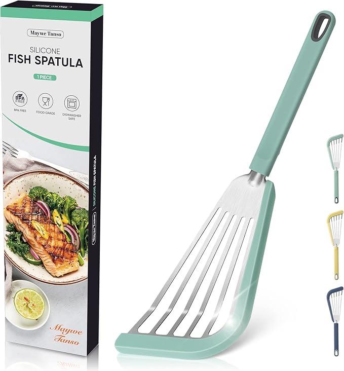 Silicone Fish Spatula for Nonstick Cookware,Thin Slotted Spatulas Turner