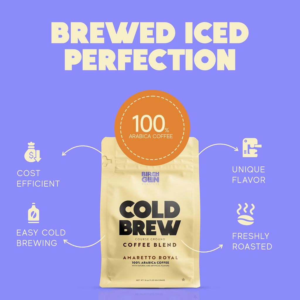 Birch Glen Roasters Cold Brew Coffee | Flavored Coarse Ground Coffee | Artisanal Roasting | 100% Arabica |1 LB | Orange Triple Sec