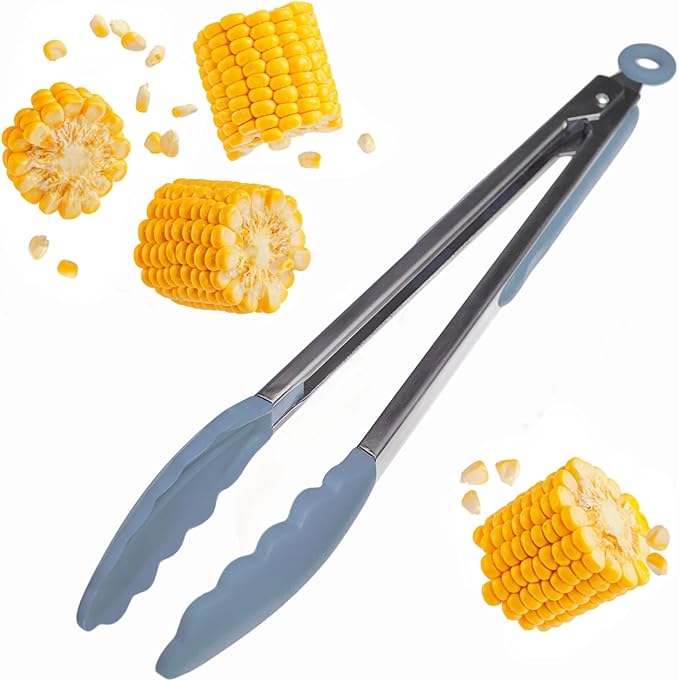 Starpack Get a Grip Silicone Kitchen Tongs (12 Inch) - LFGB Non Toxic, 600°F Heat Resistant, BPA-Free - Heavy-Duty Stainless Steel, Locking - Dishwasher Safe for Nonstick Cookware