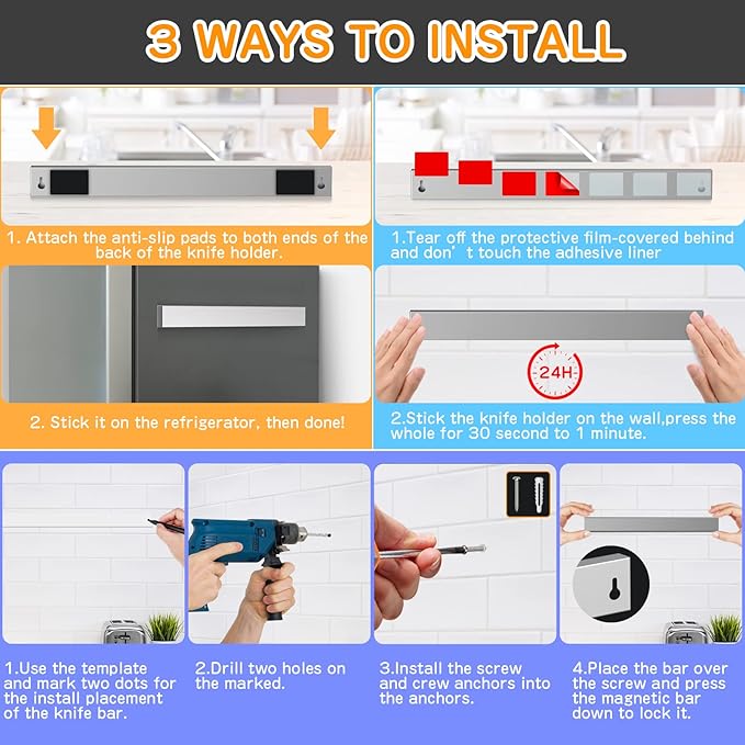 Ninonly 16 Inch Magnetic Knife Holder for Refrigerator
