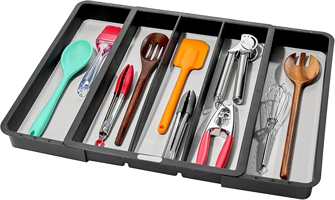 madesmart Classic Expandable Compartment Utensil Tray, Granite