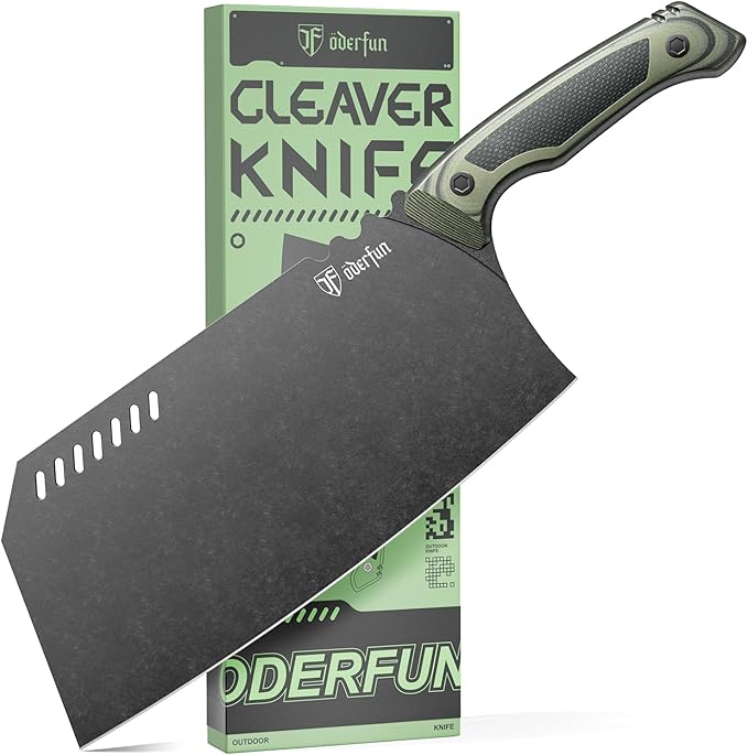 ODERFUN Meat Cleaver Butcher Knife 9 Inch, Bone Chopper,G10 Non-Slip Handle