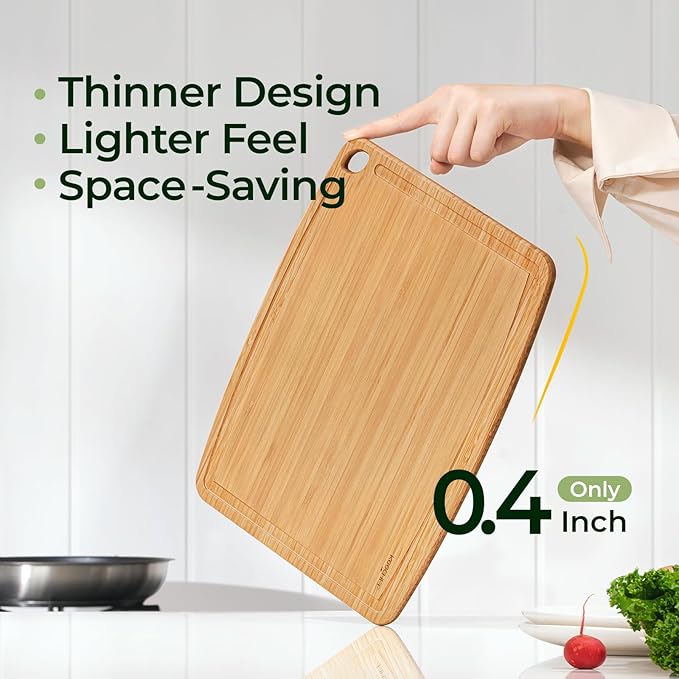 Keechee Dishwasher Safe Bamboo Cutting Boards Durable Lightweight Wood Cutting Board for Busy Kitchen, Easy Clean Wooden Chopping Boards with Juice Groove Set of 3 (L+M+S)