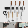 YIIYIIN 12 Inch Magnetic Knife Strip, 6 Hooks, Black, No Drill