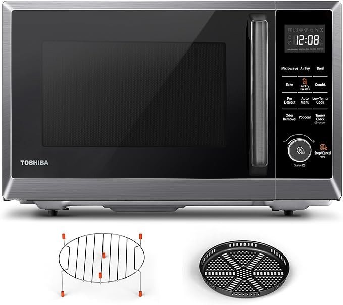 TOSHIBA Air Fryer Combo Microwave, 1.0 Cu.Ft, Black Stainless Steel