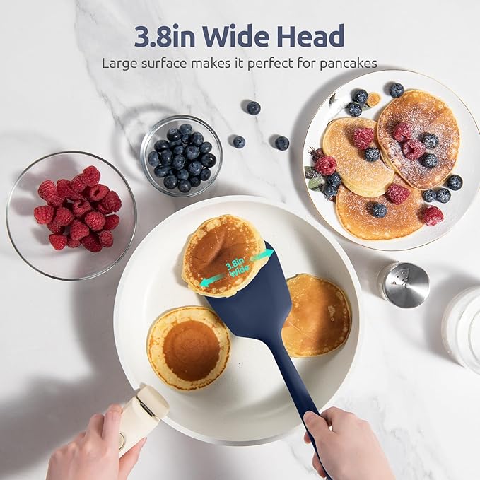 U-Taste Silicone Turner Spatula Set of 2, 13.6"Long/3.7"Wide, Midnight Blue