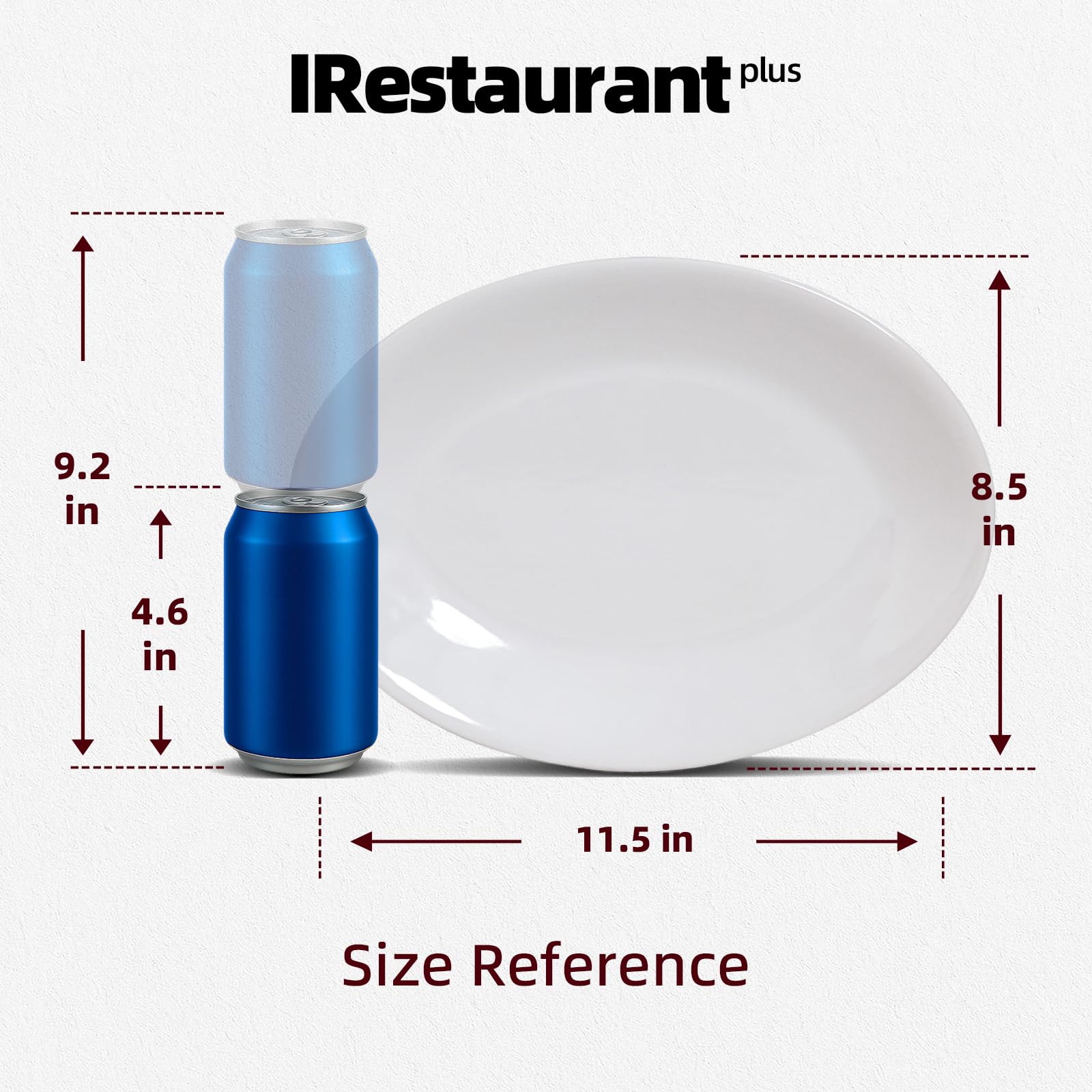 IRESTAURANT PLUS Stoneware Coupe Commercial Grade Dinnerware, Bright White, Oval Platter 11.75" x 8", Case of 12