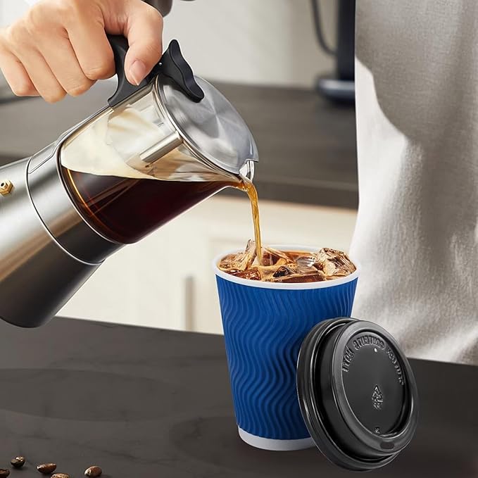 Clawsoff 500 Pack 16 oz Coffee Cups with Lids Disposable Insulated Cup Navy