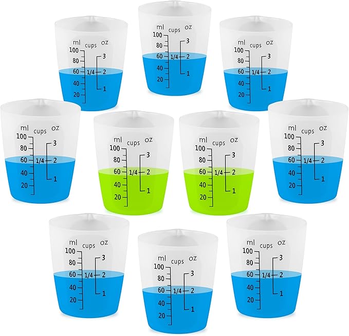 SWIGRANCE 10Pcs Silicone Resin Mixing Measuring Cups 100ml / 3oz for Resin Supplies, Easy-to-Read Black Marks, Non-Stick Reusable Silicone Pouring Cups for Epoxy Mixing