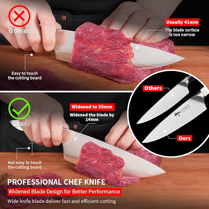 MAD SHARK Chef Knife 8 inch Sharp Kitchen Knife White