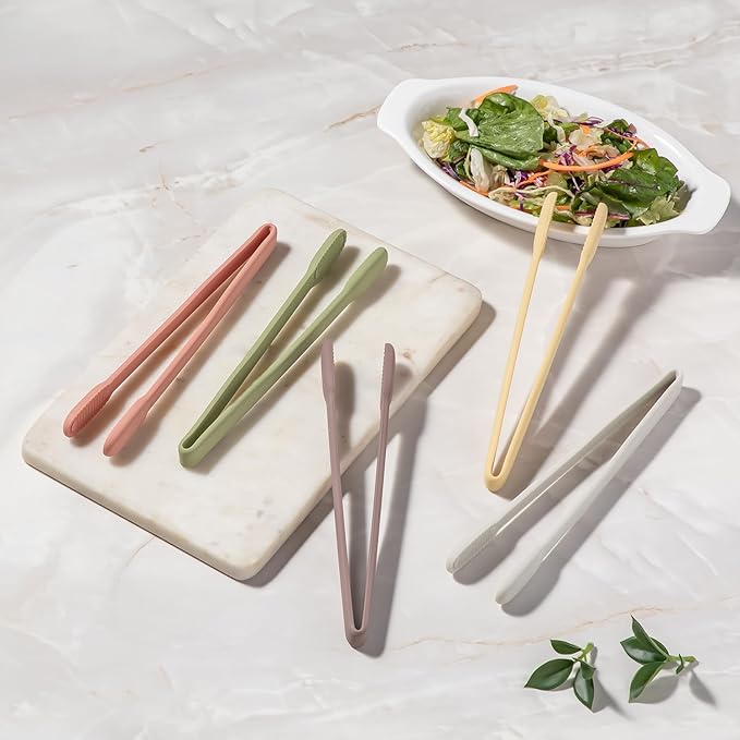 Carrotez Silicone Kitchen Tongs, Non-Scratch Serving Tongs, Coral Pink