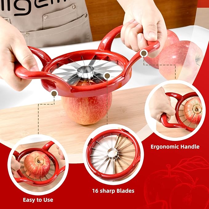 5.5 Inch Large 16-Slice Apple Corer Cutter, Sturdy Divider Wedger Sharp and Sturdy