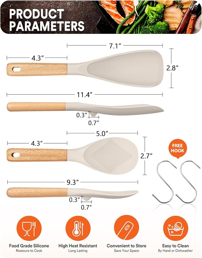 Badiano Cooking Spoon and Rice Scooper for Nonstick Cookware,Multi-function