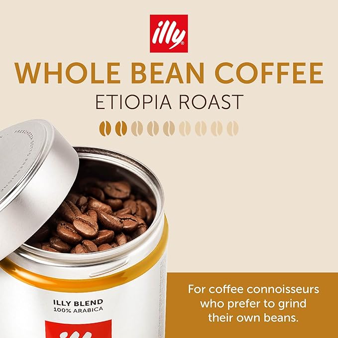 illy Whole Bean Coffee, Etiopa Single Origin Medium Roast, 8.8oz, 6 Pack