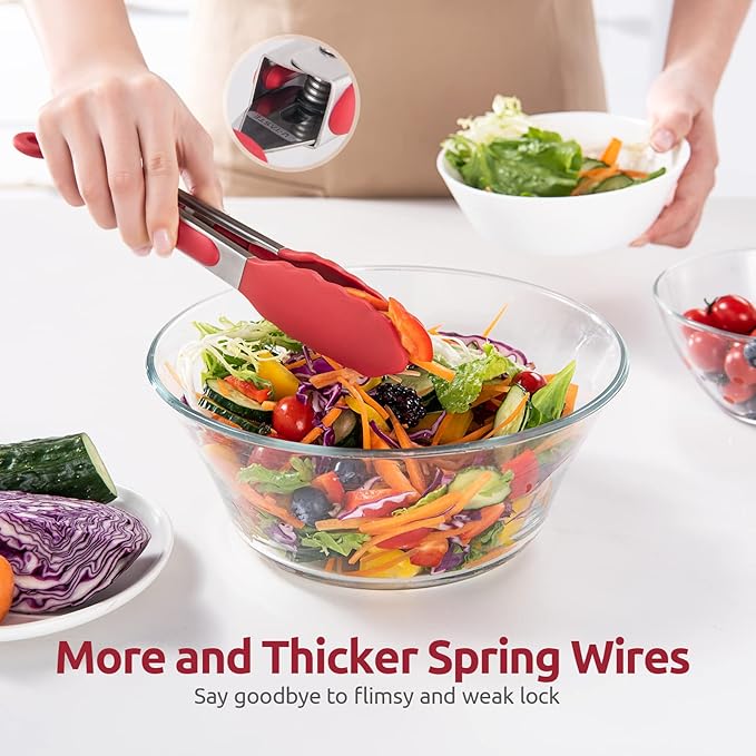 U-Taste Kitchen Tong for Cooking, 600ºF Heat-Resistant Silicone, 9in/Red