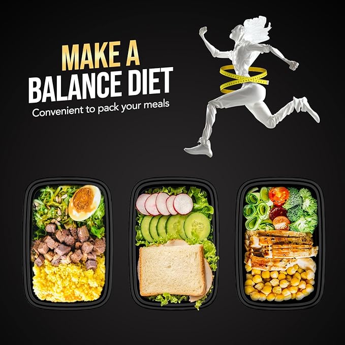 Glotoch Express Meal Prep Containers with Lids 16oz 50 Pack Leakproof