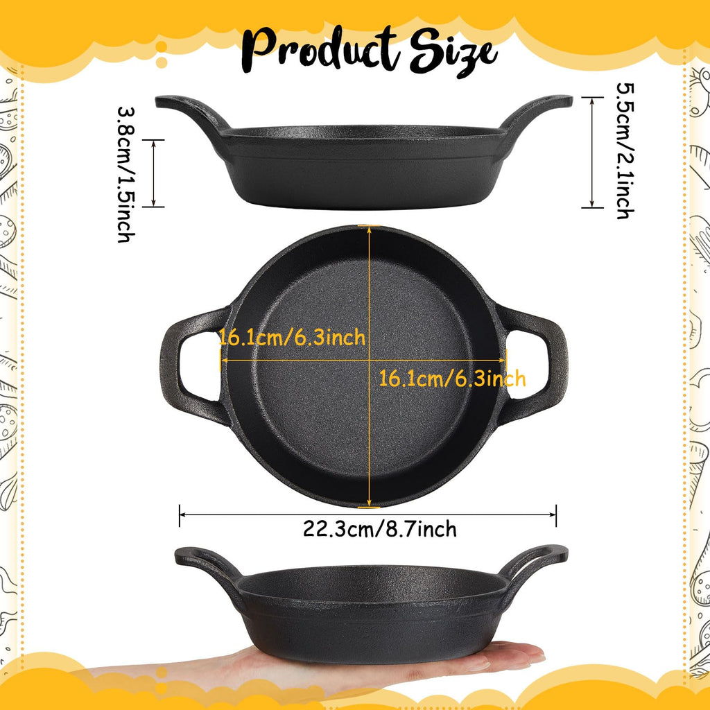 Ziliny 6 Pack Mini Cast Iron Skillets 6.3 x 6.3 x 1.5 Inch Pan Ramekin Set