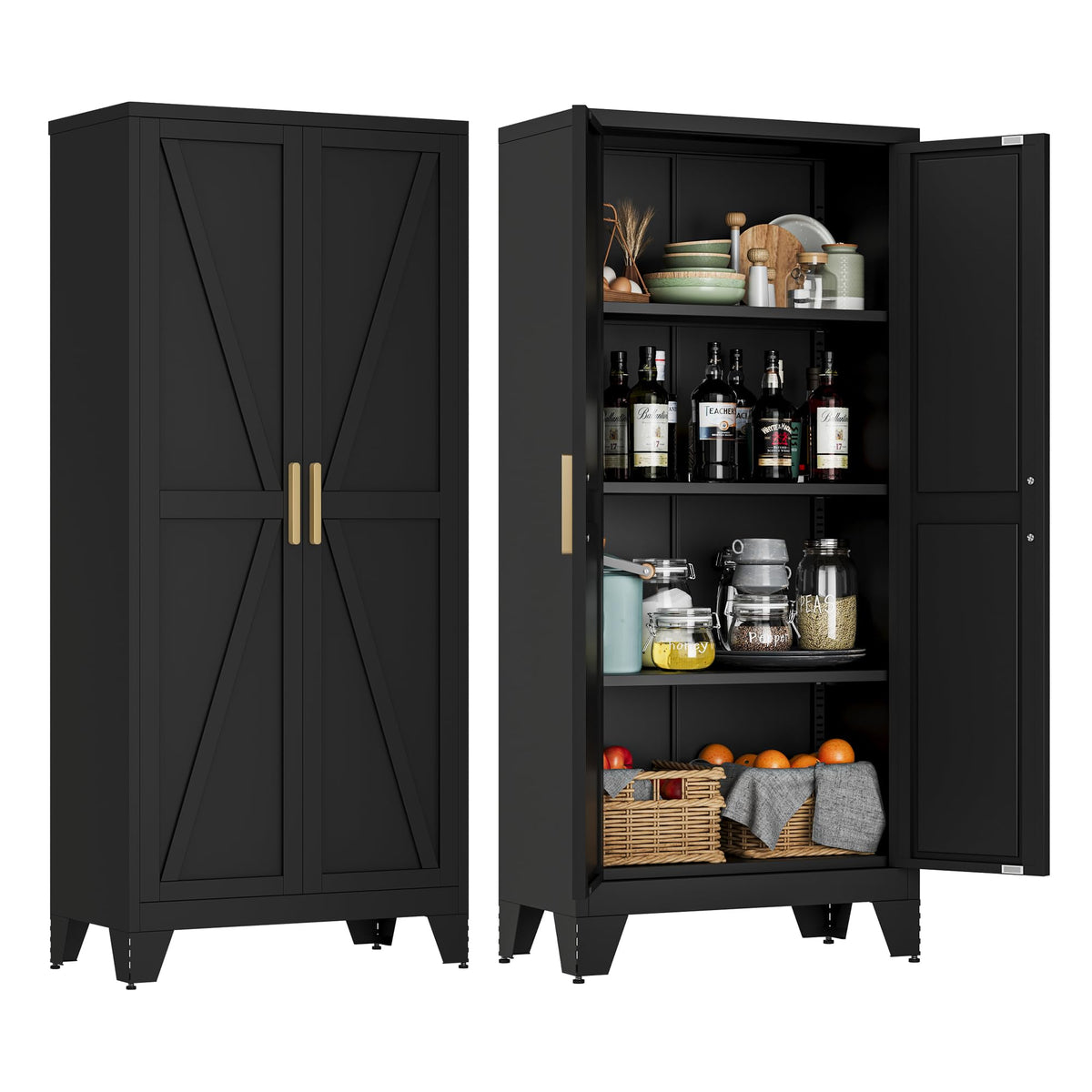 LCAOPC 71" Tall Pantry Storage Cabinet with Drawer and Adjustable Shelves, Freestanding Tall Kitchen Cupboard Storage Cabinet for Kitchen,Dining Room, Living Room, White
