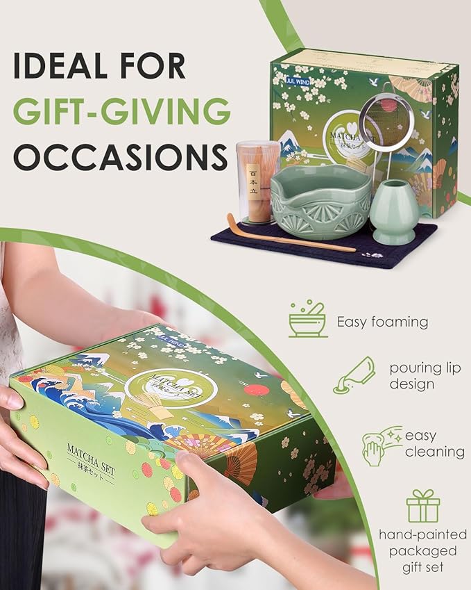 Matcha Whisk Set, Ceramic Matcha Set Includes Matcha Bowl and Matcha Whisk