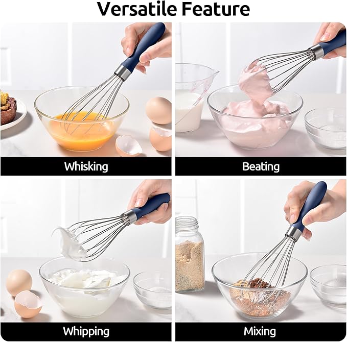 U-Taste Wire Whisk for Cooking, 18/10 Stainless Steel Wisk, S/Midnight Blue