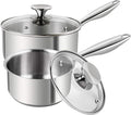 MICHELANGELO Stainless Steel Saucepan Set 1Qt & 2Qt, 18/10 Stainless Steel Pot Set, Induction Saucepan with Glass Lid, Dishwasher & Oven Safe (No Coating & Non-toxic)