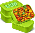 Nuogo 4 Pcs 6 Cup Silicone Freezer Trays with Lid Soup Containers, Green