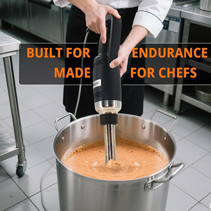 COOLUMA Commercial Immersion Blender, 500W Heavy Huty Hand Blender With 16 Inch Removable Shaft, 6,000-20,000 RPM Variable Speed, Industrial Hand Mixer For Pro Restaurant Kitchen.