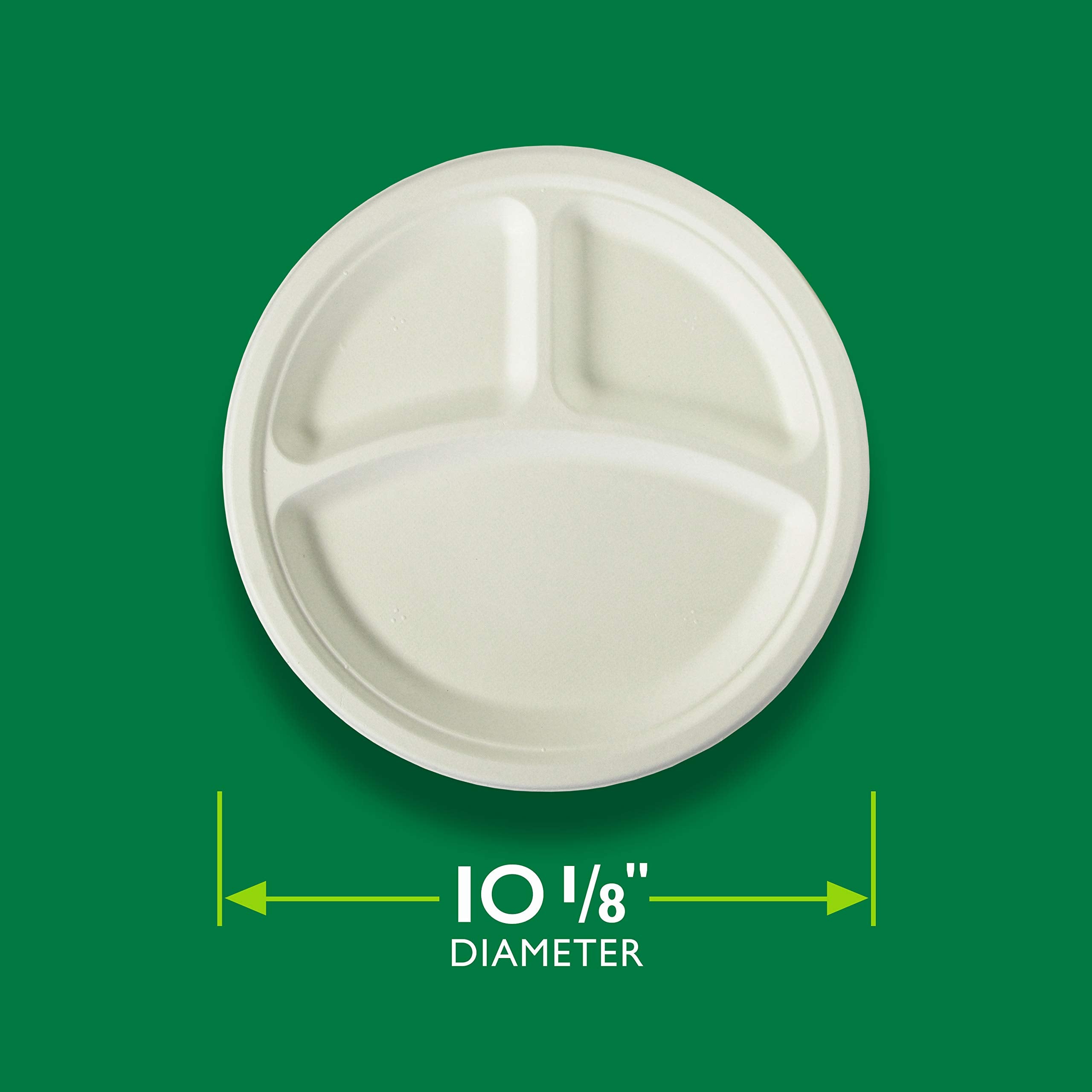 Hefty ECOSAVE Compostable Compartment Paper Plates, 10 1/8 Inch, 16 Count