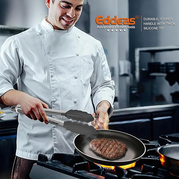 Kitchen Tongs Up To 600°F Silicone Tongs for Cooking 7,9,12 in Grey