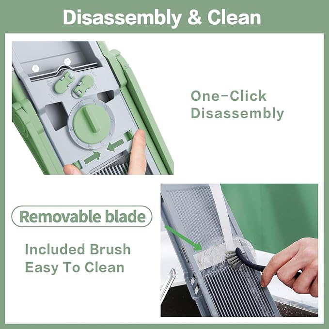 QYKIC Safe Mandoline Slicer Pro for Kitchen with Spiral Shredder 7 in 1