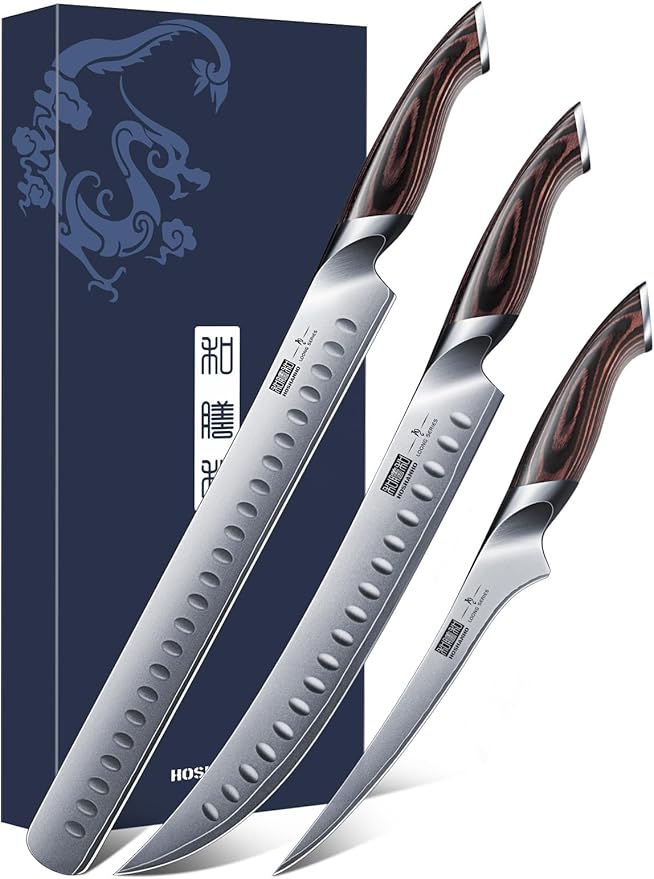 HOSHANHO Carving Knife Set 3PCS, Japanese Brisket Slicing Knife Sets