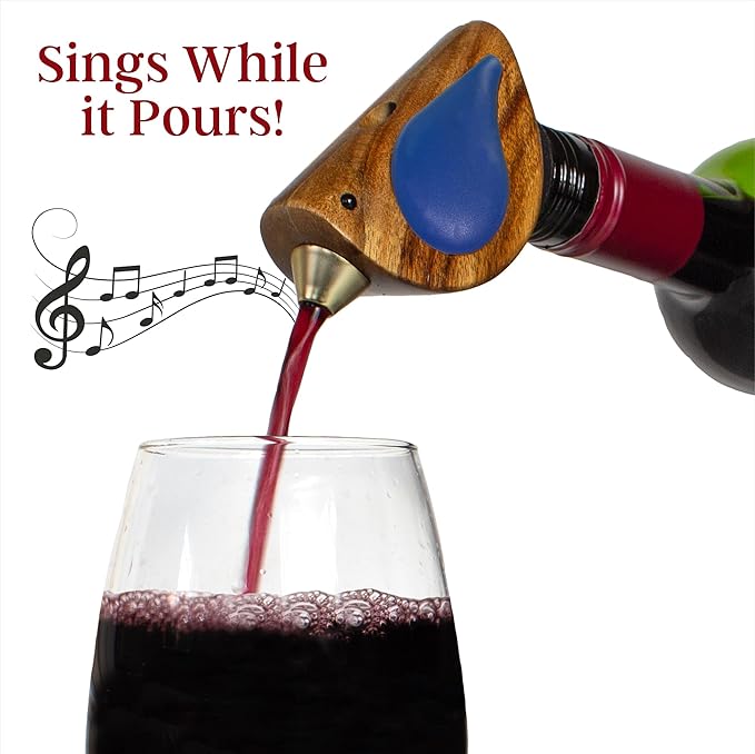 Songbird Specialties Singing Bird Wine Bottle Pourer, Blue