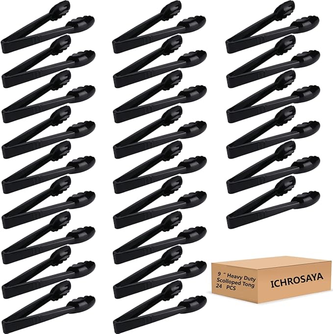 ICHROSAYA Plastic Serving Tongs Disposable Kitchen Tongs for Food Salad