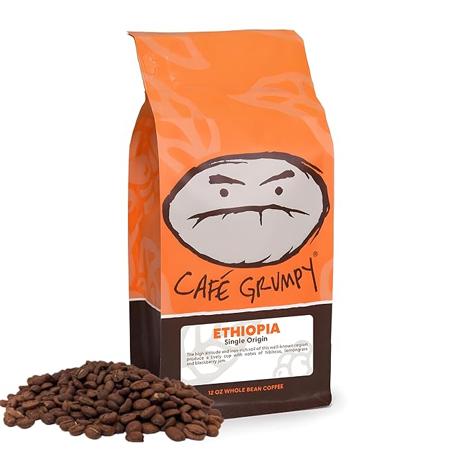 Café Grumpy Ethiopia Yirgacheffe Single Origin Whole Coffee Beans, 12 oz Bag Farm to Table Medium Roast, French Press Pour Over Cold Brew Drip