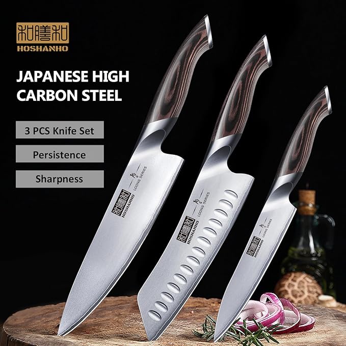 HOSHANHO 3 Pieces Knife Set, Professional Japanese Kitchen Knife Set