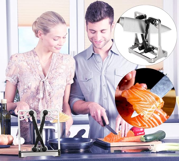 Knife Sharpener Tool with Self-Adjusting, Stainless Steel Tungsten Carbide