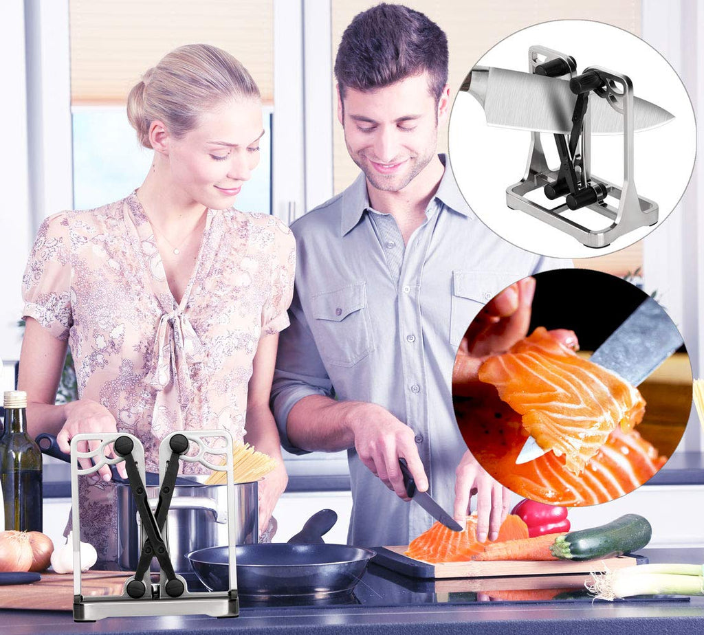 Knife Sharpener Tool with Self-Adjusting, Stainless Steel Tungsten Carbide