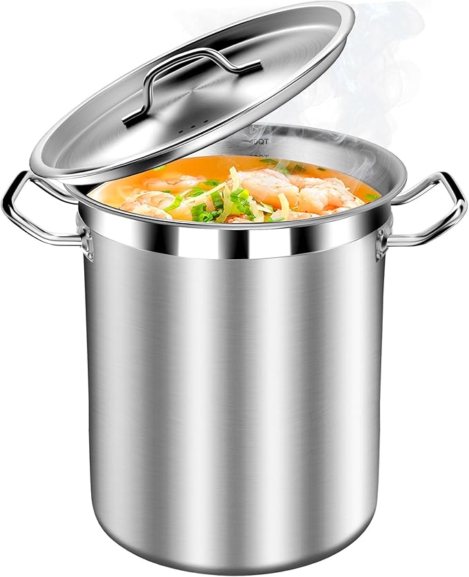 STOCKPOT Large Soup Pot with Lid - 40 Quart Stainless Steel Stockpots, Cooking Pots, Stock Pot with Lid, Big Pots for Cooking, Heavy Duty, Induction & Oven Safe